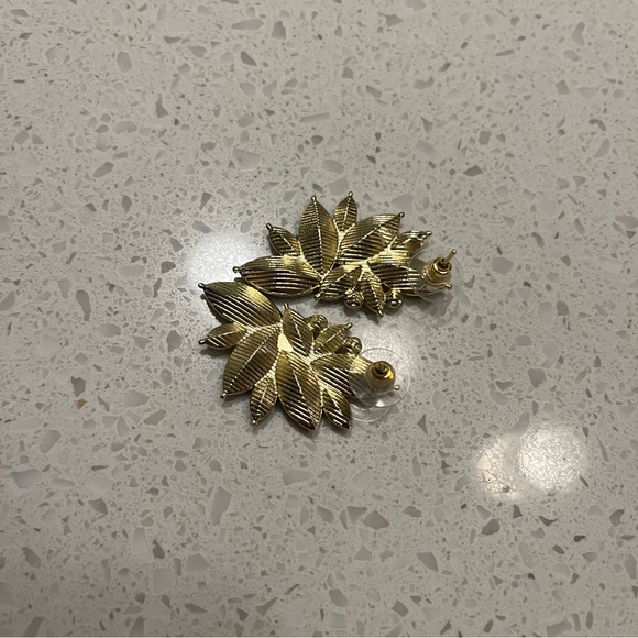 Multicolor Crystal Leaf Earrings - Picture 5 of 9